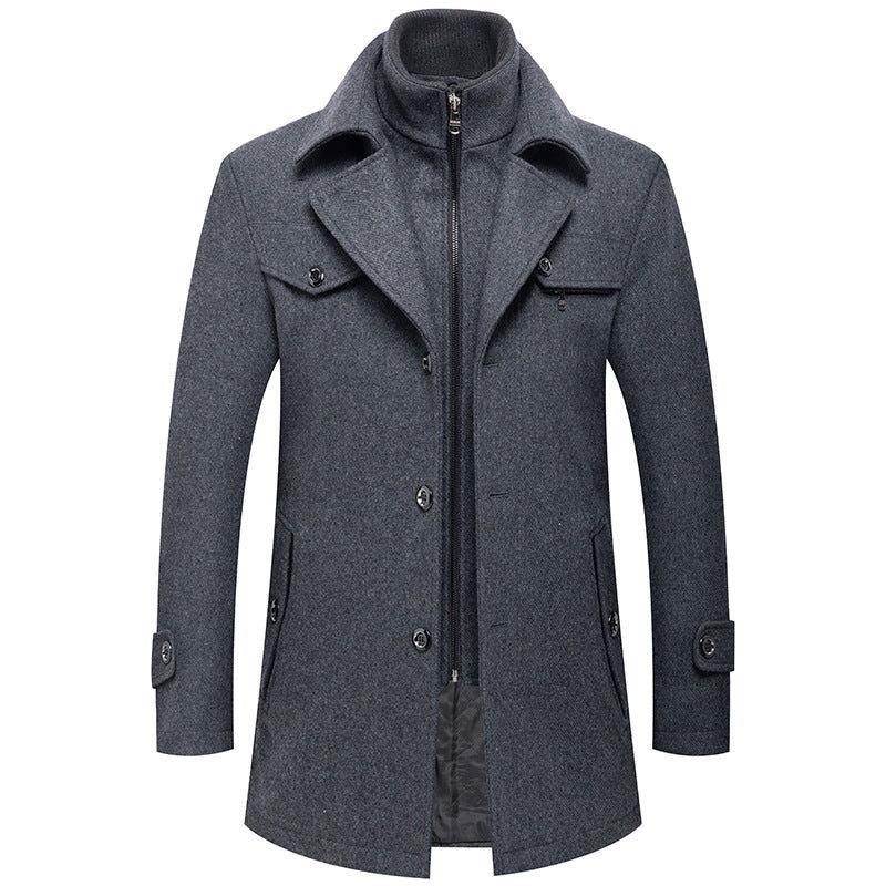 Men's British Double Layered Wool Pea Coat - Uniomen