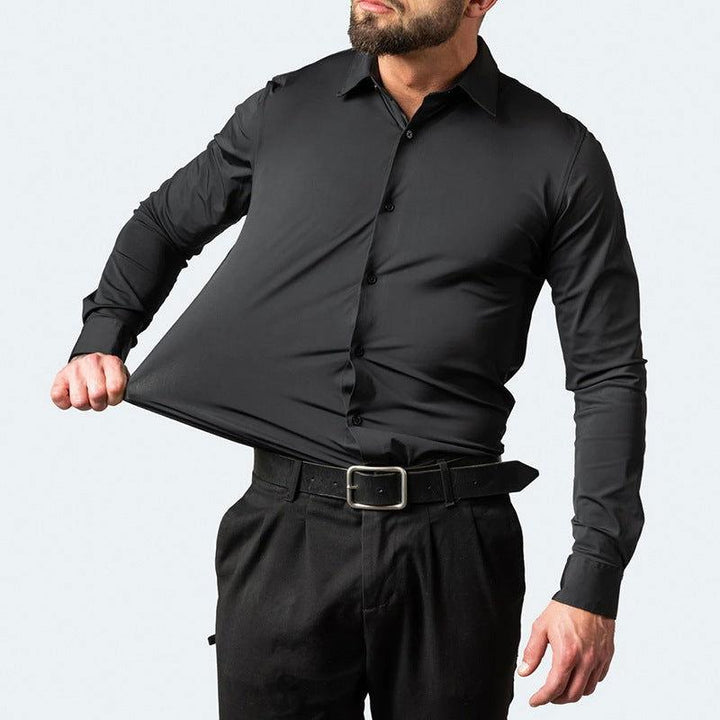 Men's Elastic Dress Shirts, Slim Fit Long Sleeves Shirt - Uniomen